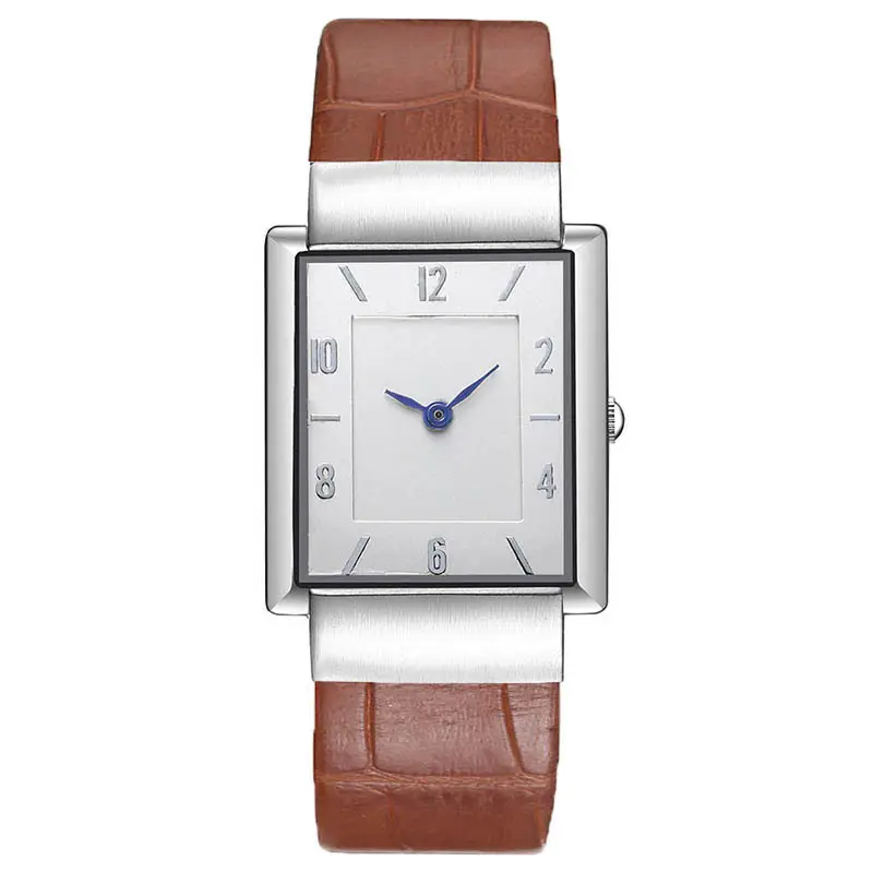 2023 Genuine Leather Belt Your Logo Ladies Rectangle Quartz Wristwatch Men Dress Clock Customized Brand New Women Fashion Watch