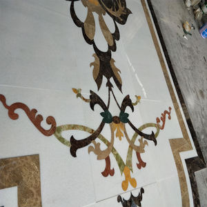 Современный роскошный медальон из белого и бежевого водоструйного камня квадратный мраморный пол - Product Image 5