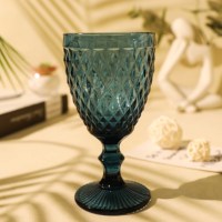 Groothandel Europese Stijl Retro Luxe Romantische Blauwe Wijn Glazen 340Ml Kleurrijke Vintage Glazen Bekers Voor Feest