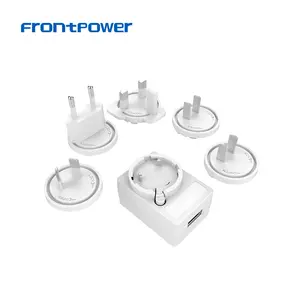 5V 1A 2A 2.4A 2.5A 3A US EU UK AU PSE KC BIS Interchangeable Plug ACDC Charger Adaptor White USB Power Adapter