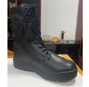 DFT0115 Botas de Desierto de Gamuza Vacuna, Botas de Selva de Cuero Liso Negro - Product Image 6