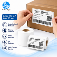 Étiquette thermique autocollante en papier thermique 80x50mm, rouleau d'étiquettes thermiques directes à revêtement supérieur, auto-adhésives pour codes-barres et entrepôts