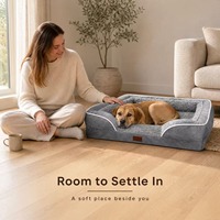 Luxuriöses Modernes Klassisches Orthopädisches Memory-Schaum Hundebett Beruhigendes Sofa für Große Hunderassen und Katzen Einfarbiges Muster Atmungsaktiv Langlebig Karton