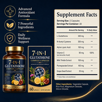 Capsules de Glutathion Haute Puissance avec Complexe de Pépins de Raisin et Chardon-Marie pour le Soutien de la Vitalité Systémique – 2 Capsules par Jour (30/60/90/120)