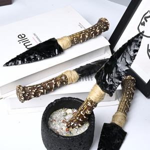 كريتال طبيعي أسود سبج نحت يدوي يدوي بالجملة شفاء كريستال حرفة ديكور منزلي - Product Image 3