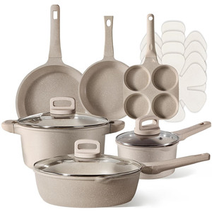 13-Piece hiện đại cổ điển không dính cảm ứng dưới bếp <span class=keywords><strong>Cookware</strong></span> Set bền vững đá cẩm thạch Glass Home sử dụng chậu chảo kim loại - Product Image 1