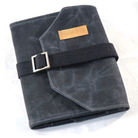 Couverture de carnet en toile cirée, protège-journal fait main avec sangle, pochette pour agenda A5/A6