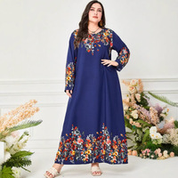 Été Élégant Artistique Style Ethnique Imprimé Antistatique Polyester Robe Nouveau Casual Manches Longues Col Loose Traditionnel Musulman