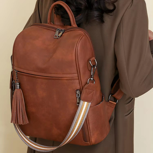 Bellmont Women's Retro Style Multi-Functional PU Travel <b>Backpack</b> New Designer Custom Zipper Double Shoulder Bag Two Fashionable - Product Image 5