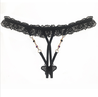 Sous-vêtements sexy à perles pour femmes matures, culotte sans entrejambe pour femmes adultes, string