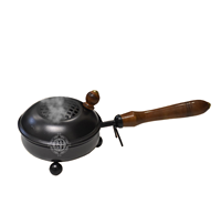 Brûleur d'encens religieux en laiton avec poignée en bois et couvercle grillagé |   Dhoop indien Loban artisanal, écologique et durable |   Parfumé aux bonbons