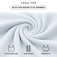 Soutien-gorge de sport bleu ciel pour femme, haut d'entraînement à fines bretelles, coupe courte, style débardeur, toucher doux, idéal pour la course à pied, vente en gros