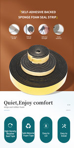 Guarnizioni in gomma autoadesiva per porte e serrande per porte e finestre in schiuma anti-agenti atmosferici insonorizzati e materiale protettivo - Product Image 5