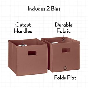 Set of 2 Fabric Cloth Storage Bins Cube Organizer with Handles Foldable <b>Baskets</b> for Home Bedroom - Product Image 2