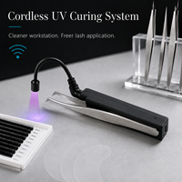 Mini pince à épiler UV sans fil rechargeable, lampe de polymérisation UV pour extensions de cils avec tête de lampe interchangeable et pédale.