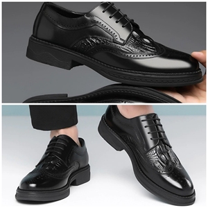 Chaussures habillées en cuir noir pour hommes, style britannique, décontractées, grande taille, à bout pointu, pour soirée, affaires et mariage - Product Image 5