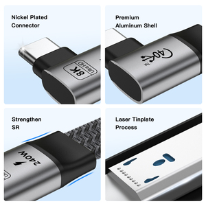 Uniean Bán Buôn <span class=keywords><strong>4.0</strong></span> USB C Cáp Phẳng 240W 100W Loại C Nhanh Chóng Sạc Phẳng Dây 8K Cáp Dữ Liệu Cho Iphone Để <span class=keywords><strong>Android</strong></span> - Product Image 6