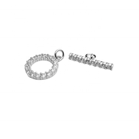Fermoirs de collier personnalisés en argent sterling 925 plaqué or avec breloque ronde en zircone pour bijoux DIY