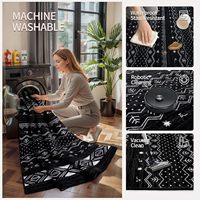 Tapis géométrique marocain bohème extra large noir et blanc, doux, lavable, antidérapant pour salle de jeux, chambre à coucher, décoration de salon