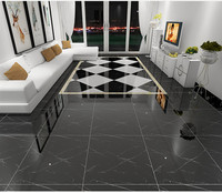 Carreaux de sol en porcelaine marbrée, aspect pierre noire, antidérapants, brillants, entièrement polis et émaillés, de luxe