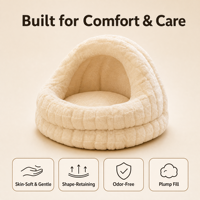 Lit pour chien en forme de grotte, en peluche, avec capuche, anti-anxiété, pour petits chiens et chats, doux, lavable, en fausse fourrure, confortable, OEM ODM personnalisé