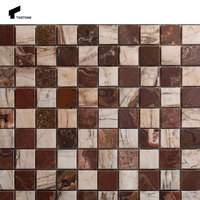Carreau de mosaïque carré en marbre poli brun naturel populaire de Tostone pour la conception de plancher de mur de cuisine de salle de bains abordable de style rétro