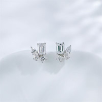 Boucles d'oreilles pendantes en or blanc 18 carats avec diamants de laboratoire, clous d'oreilles et manchettes d'oreille en forme de cœur pour femme, boucles d'oreilles pendantes tendance avec diamants de laboratoire