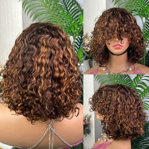 Perruque à franges ondulées de haute qualité à prix de gros, 100% cheveux humains - Product Image 5