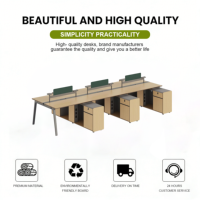 Bureau de travail ergonomique moderne en MDF pour 6 personnes avec tiroirs de rangement