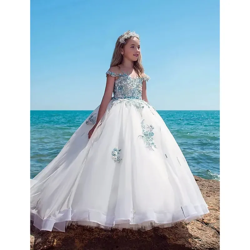 Children's princess dress flower girl wedding banquet long skirt girls tutu skirt summer new costumes