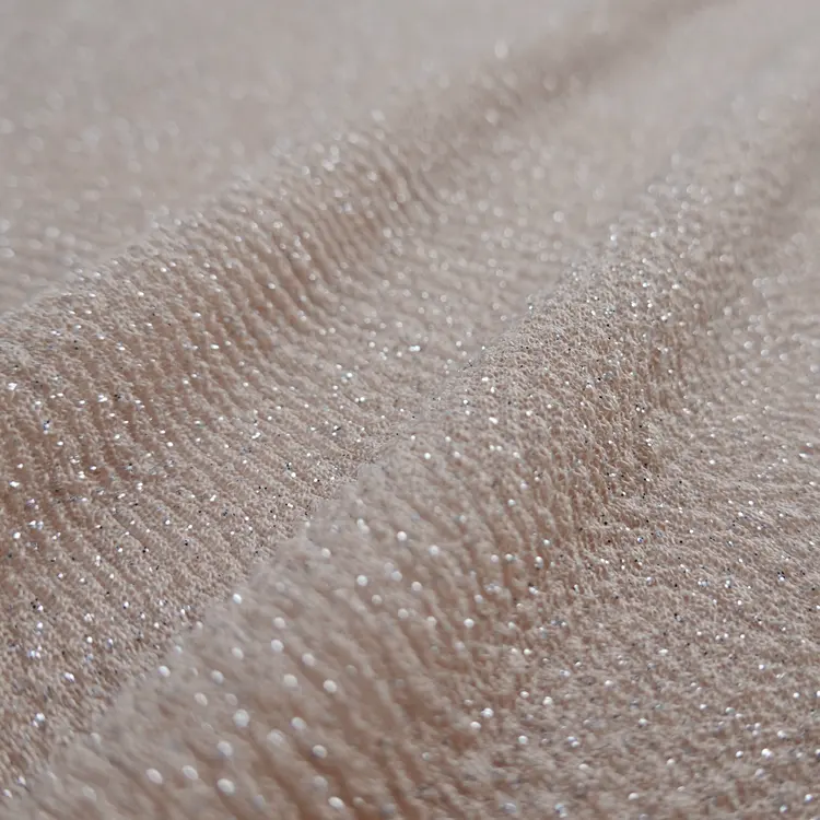Luxury shiny 96 polyester 4 spandex knit brocade jacquard bubble crepe glitter fabric for dresses clothes