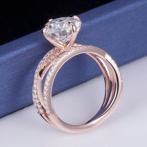 Anillo de Moissanita MS-595 para Mujer, Plata de Ley 925, Corte Redondo, 3 Quilates, DEF - Product Image 4