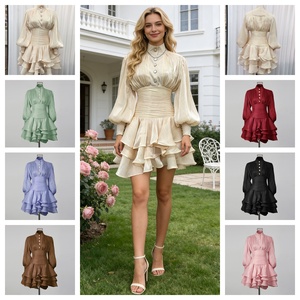 Vestido <span class=keywords><strong>de</strong></span> Alta Gama con Cuello Alto y Botones Decorativos, Estilo Retro, Cintura Ajustada, Siete Colores, Ramadán 2026 - Product Image 2