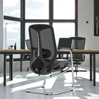 Chaise de bureau de direction moderne de haute qualité, en tissu, hauteur réglable, cadre en alliage d'aluminium, accoudoirs fixes, sans roulettes, ergonomique