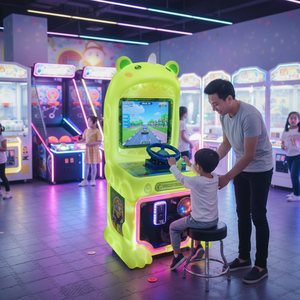 FEZA Plastic Video <b>Game</b> Coin Operated Racing <b>Arcade</b> <b>Game</b> <b>Machine</b> English Interface Flashing Lights Steering Wheel Control - Product Image 3