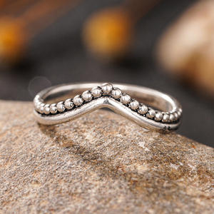 Bague en alliage en forme de boule T0935, plaquée argent antique, unisexe, tendance, cadeau, sertissage pavé sans pierre - Product Image 4