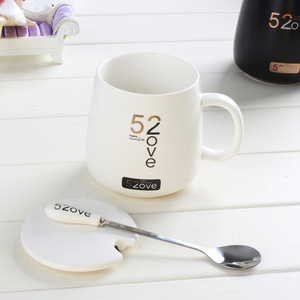 Tasses en céramique pour cadeau de saint-valentin, tasse avec couvercle et cuillère, amour you <span class=keywords><strong>forever</strong></span>, en Promotion - Product Image 2