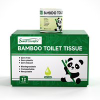 Sweet Carefor Zero Plastic 100% Papier toilette en bambou Emballage sans plastique Rouleau de toilette en bambou Lotion écologique Rouleaux de toilette