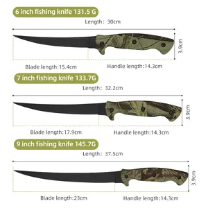 Nuevo diseño personalizado al aire libre Camping filete cuchillo pesca buen Hepler Acero inoxidable revestimiento negro cuchillo de pesca