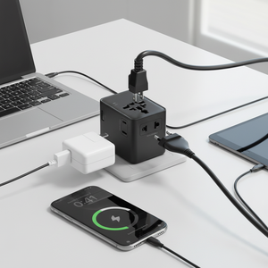 Worldplug - Adaptador de Corriente Universal con Logotipo Personalizado, Cargador Mundial GaN de 35 W, Enchufe Adaptador de Viaje Universal - Product Image 1