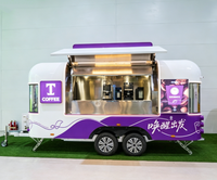 Remorque à café mobile en acier inoxydable de 14,8 pieds entièrement équipée, camion de crème glacée, camion de barbecue, camion de hamburgers, camion de pizzas, camion de boissons fruitées, camion de restauration