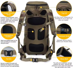 Custom <strong>60L</strong> Large Outdoor Camping Bag Tactical <strong>Backpack</strong> Hiking Trekking Bag - Product Image 4