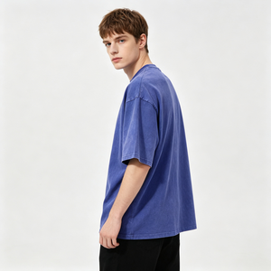 Custom Tag 100% Cotton Acid Wash Oversized <b>T</b> <b>Shirt</b> for <b>Men</b> Screen Printed Wide Shoulder Substantial Plain <b>T</b> <b>Shirt</b> - Product Image 2