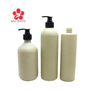 wholesale wheat straw wheat shampoo pump gel soap cosmetic bottle with spray disc top for cosmetic skin care lotion WS-56B