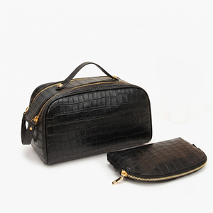 Estuche de Maquillaje de Piel Sintética con Textura de Cocodrilo y Logotipo Personalizado, Estuche Rígido para Cosméticos de Viaje, Venta al Por Mayor - Product Image 3