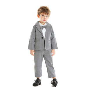 Top Qualité Solide Gris Chemise Manteau Pantalon Bébé Garçon Gentleman Ensemble pour 1 2 3 4 5 6 Ans KBLS-035 - Product Image 4