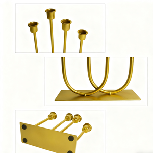 Candelabro Decorativo Ecológico en Forma de U, Candelabro Artístico de Metal con Cuatro Cabezas, Portavelas Europeo - Product Image 4