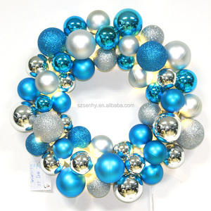 En gros personnalisé décoration de <span class=keywords><strong>sapin</strong></span> de noël boules suspendues couronnes de noël avec lumière - Product Image 3