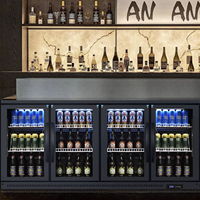 Kulkas Mini Bar Pintu Ganda Model Showcase Suhu Tunggal Pendingin Udara Kabinet Pendingin Bar Belakang Baja Tahan Karat Digital