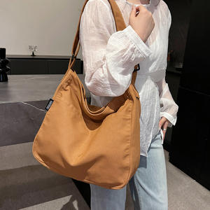 Sac fourre-tout bandoulière en toile pour jeunes femmes, fermeture éclair, grande capacité, à porter à l'épaule, décontracté d'été, motif uni, en polyester - Product Image 2